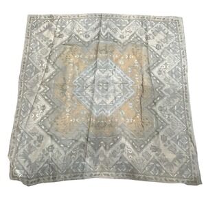 Vintage Liz Claiborne Wool 100% Laine Scarf Geometric Pattern Beige Grey Accent